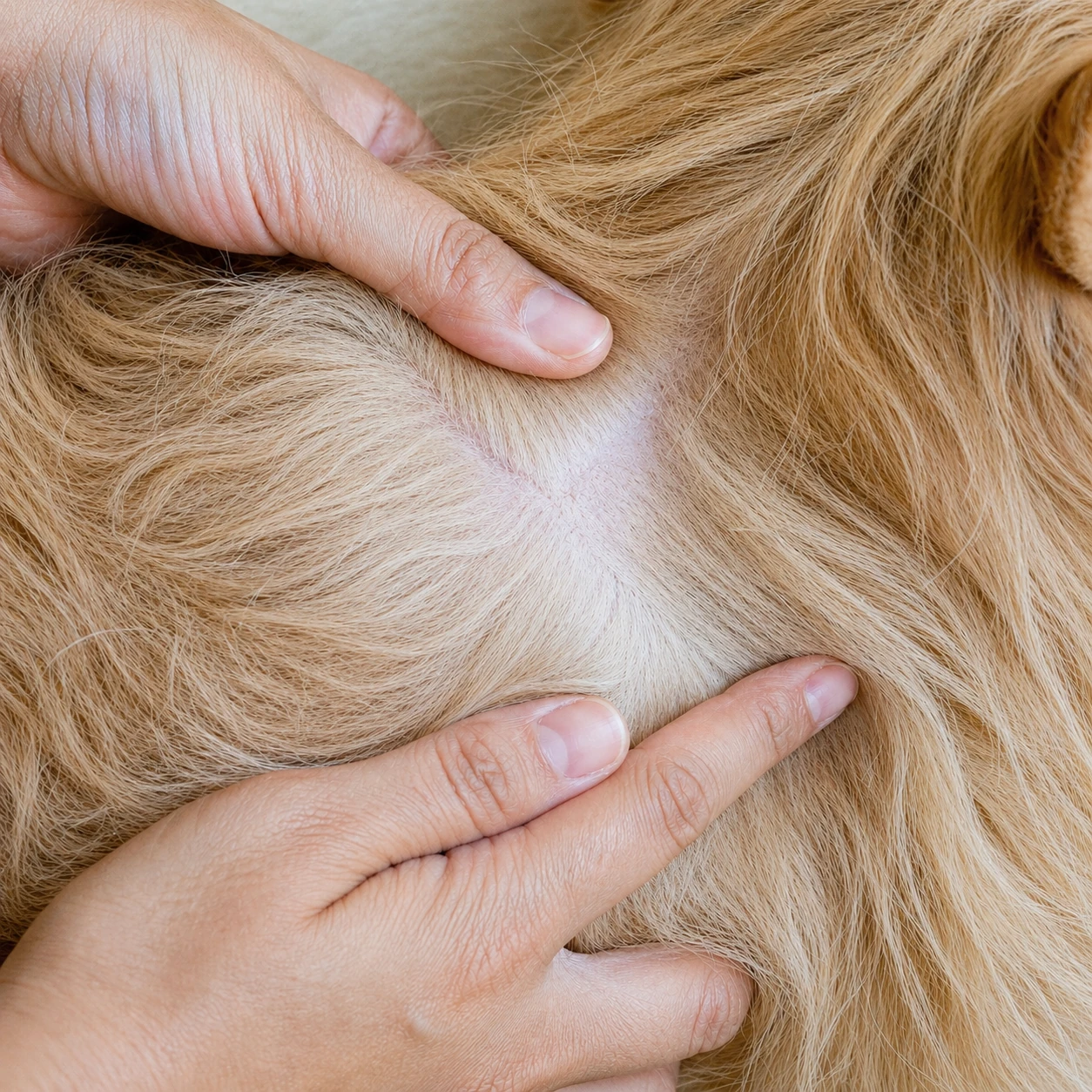 4 parting hair long haired dog