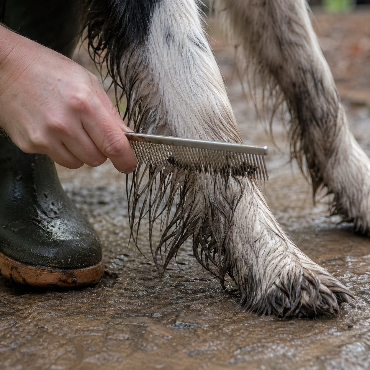 8 combing muddy dog mud comb walk