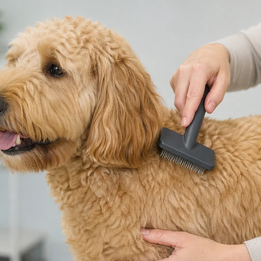 curly wool poodle coat dog brushing